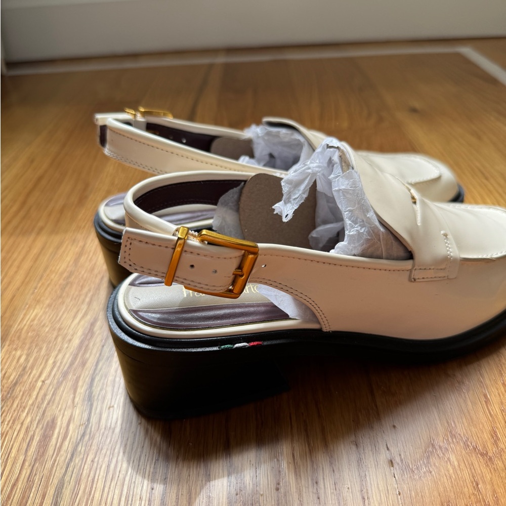 Franco Sarto Cream Patent Leather Slingback Loafers - Picture 4 of 4